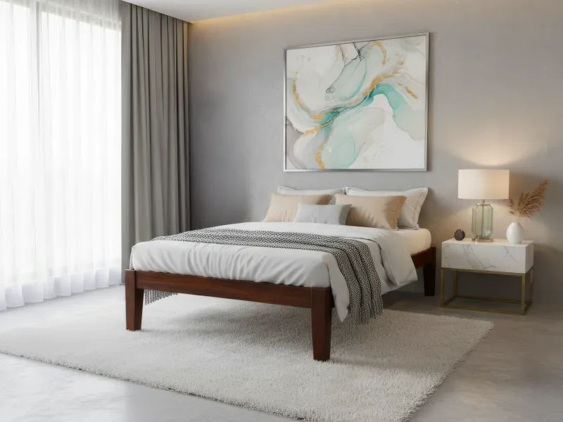 Hugo Solid Wood Diwan with 4 Inches Mattress